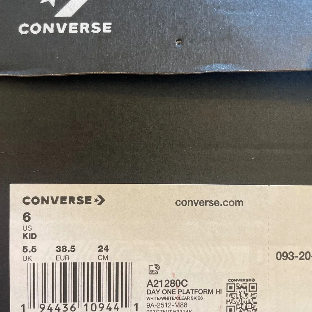 Converse Day One Platform Hi White Eyelet Floral High Top Sneakers Kid 6 NEW